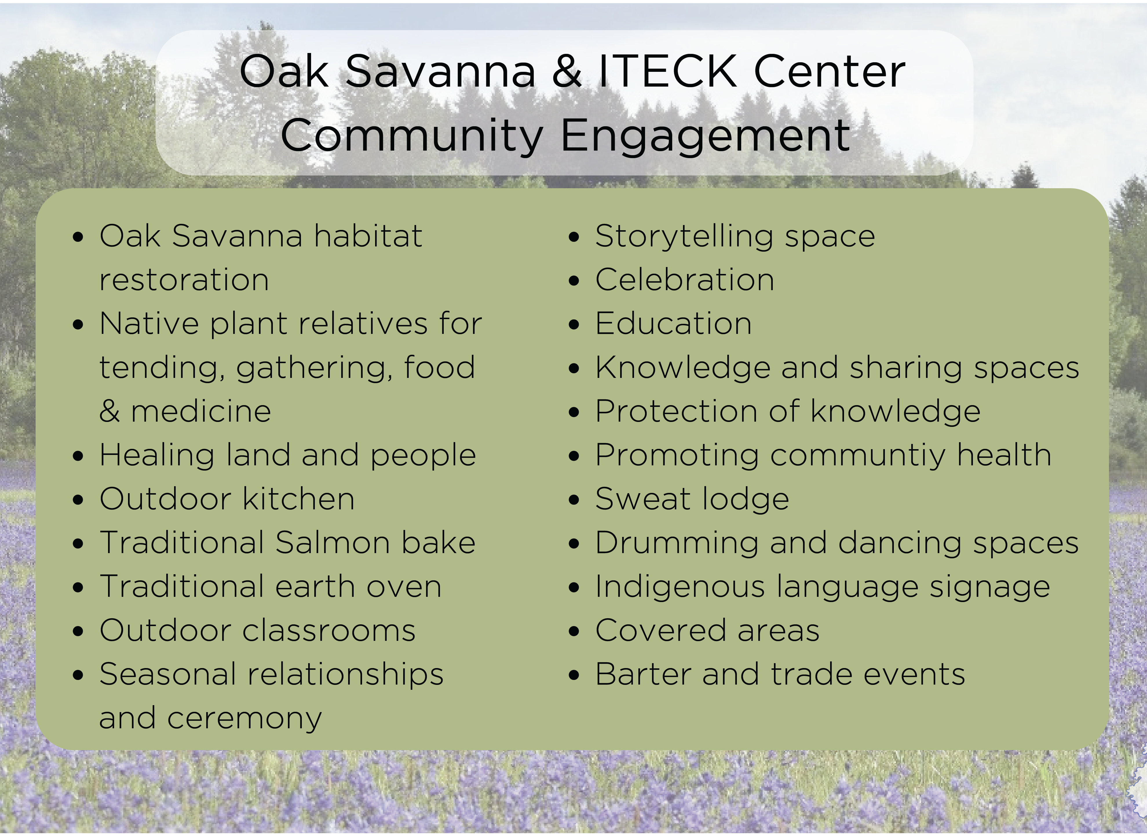 Oak Savanna and ITECK Center Community Engagement